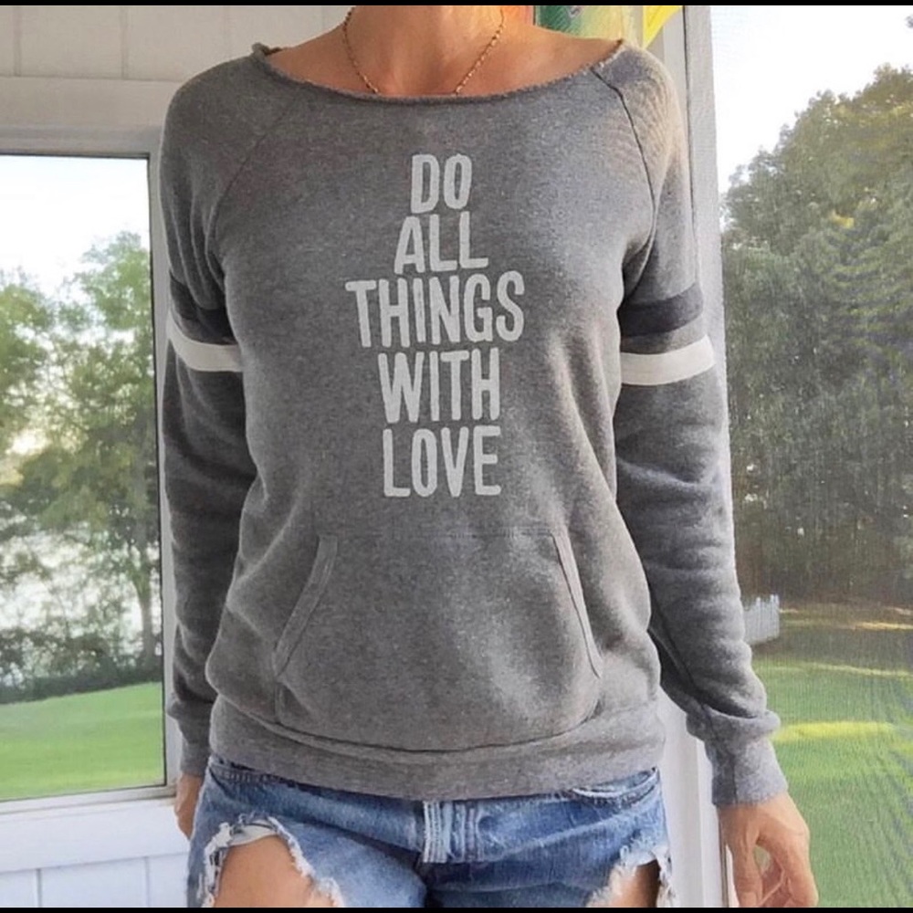SuperLoveTee wide neck “cut” sweatshirt.